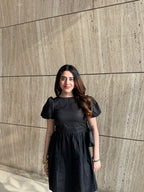 Natalia Black Puff Dress
