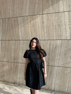 Natalia Black Puff Dress