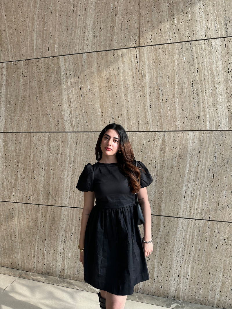 NATALIA BLACK PUFF DRESS
