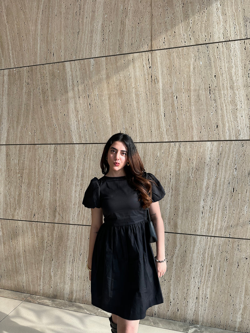 NATALIA BLACK PUFF DRESS