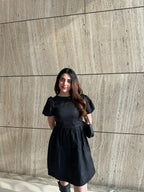 Natalia Black Puff Dress