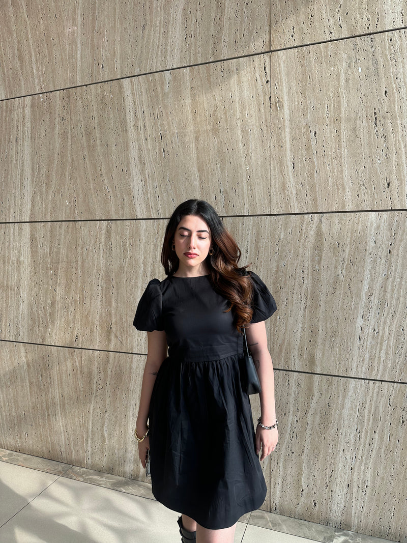 NATALIA BLACK PUFF DRESS