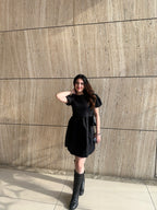 Natalia Black Puff Dress