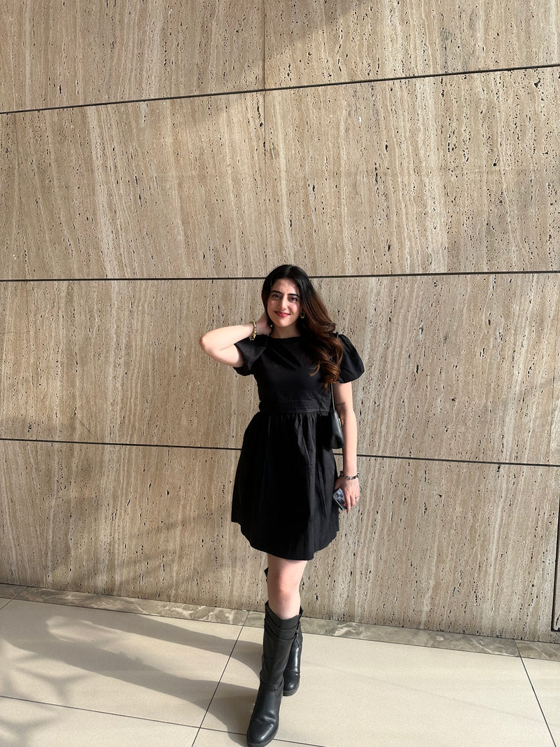 NATALIA BLACK PUFF DRESS