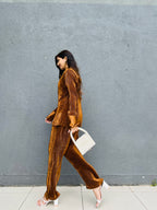 Pleated Brown Co-ord set- Labelbyanuja