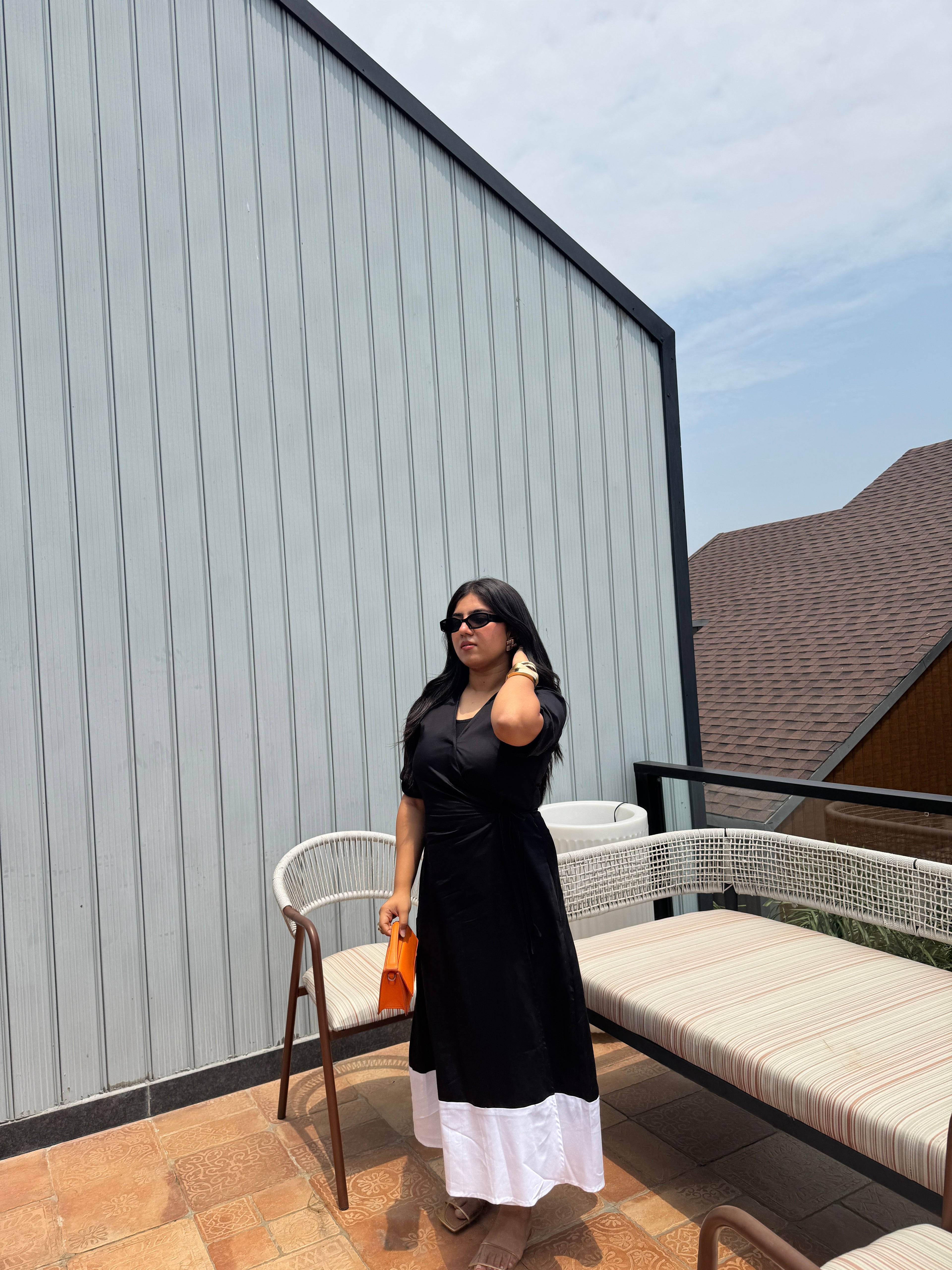 Aria Black Panel Maxi Dress