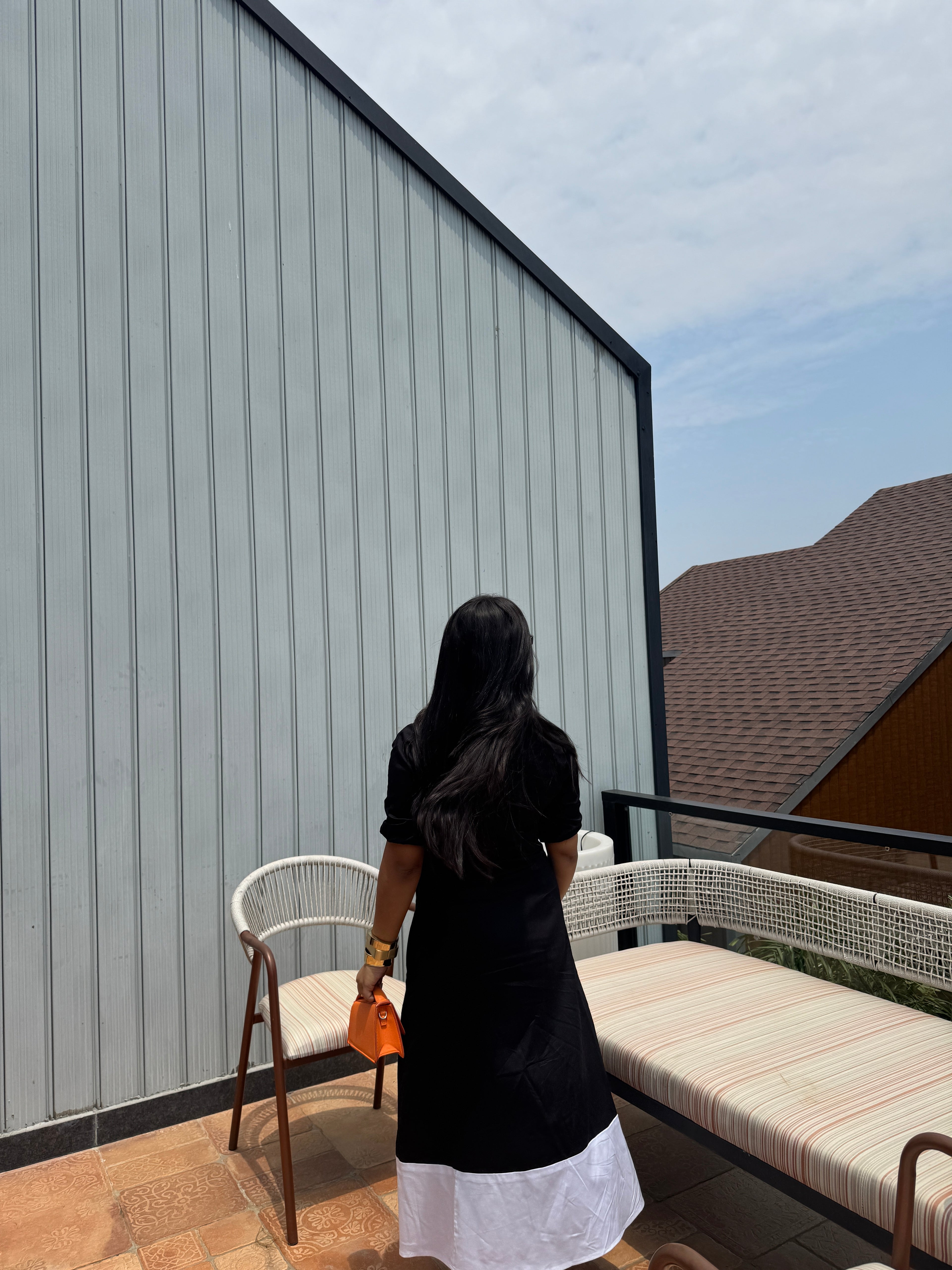 Aria Black Panel Maxi Dress