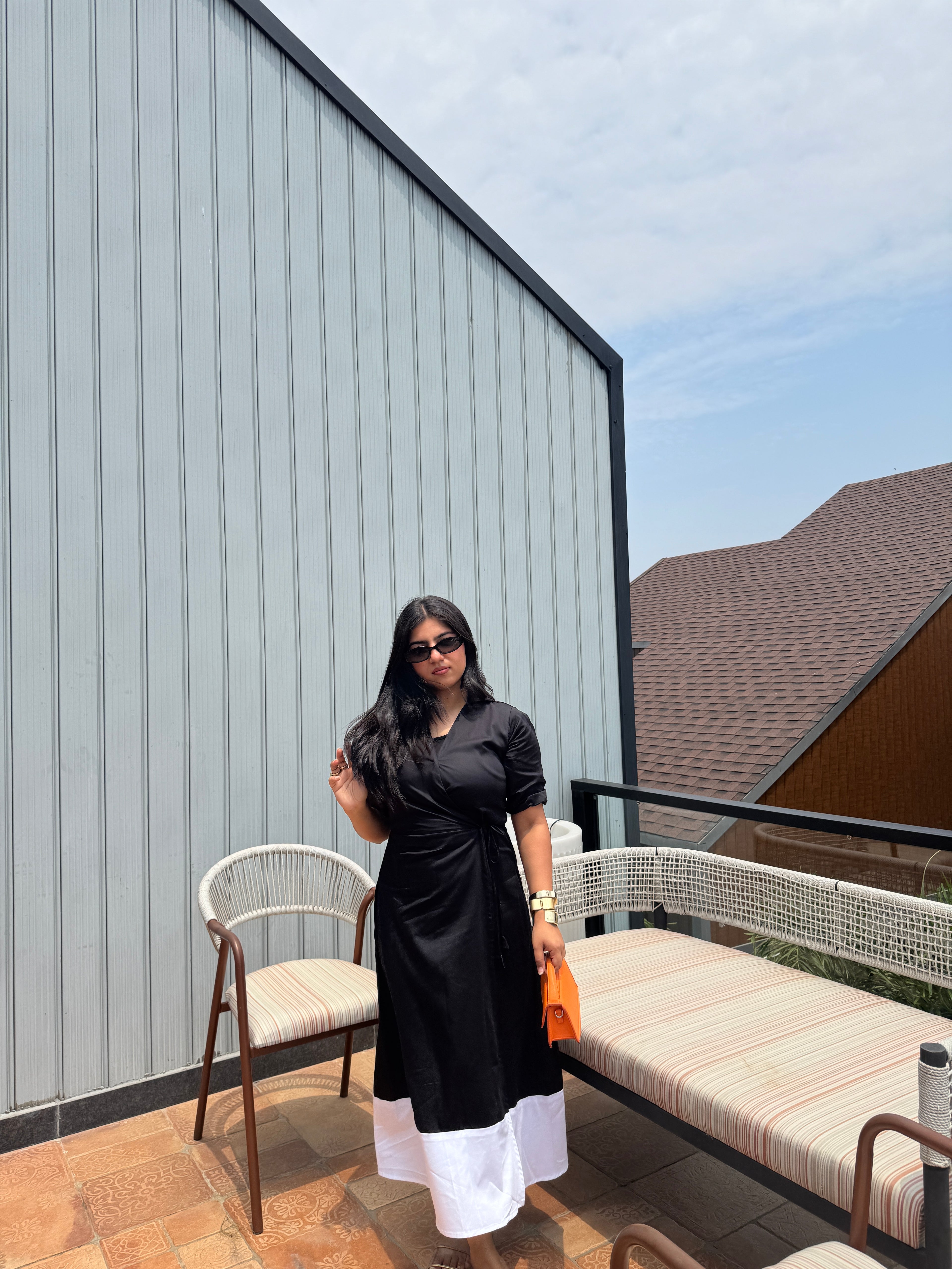 Aria Black Panel Maxi Dress