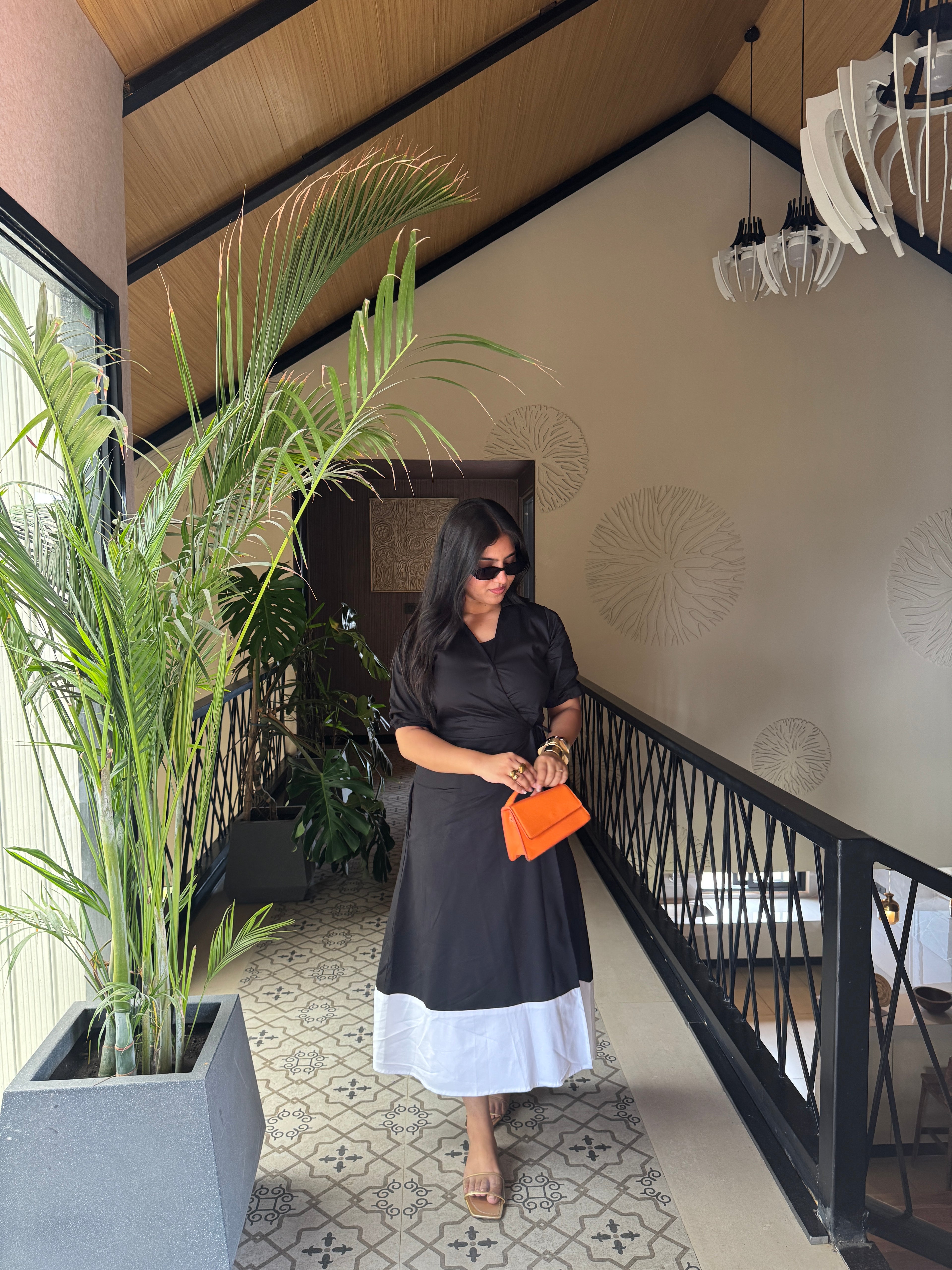 Aria Black Panel Maxi Dress