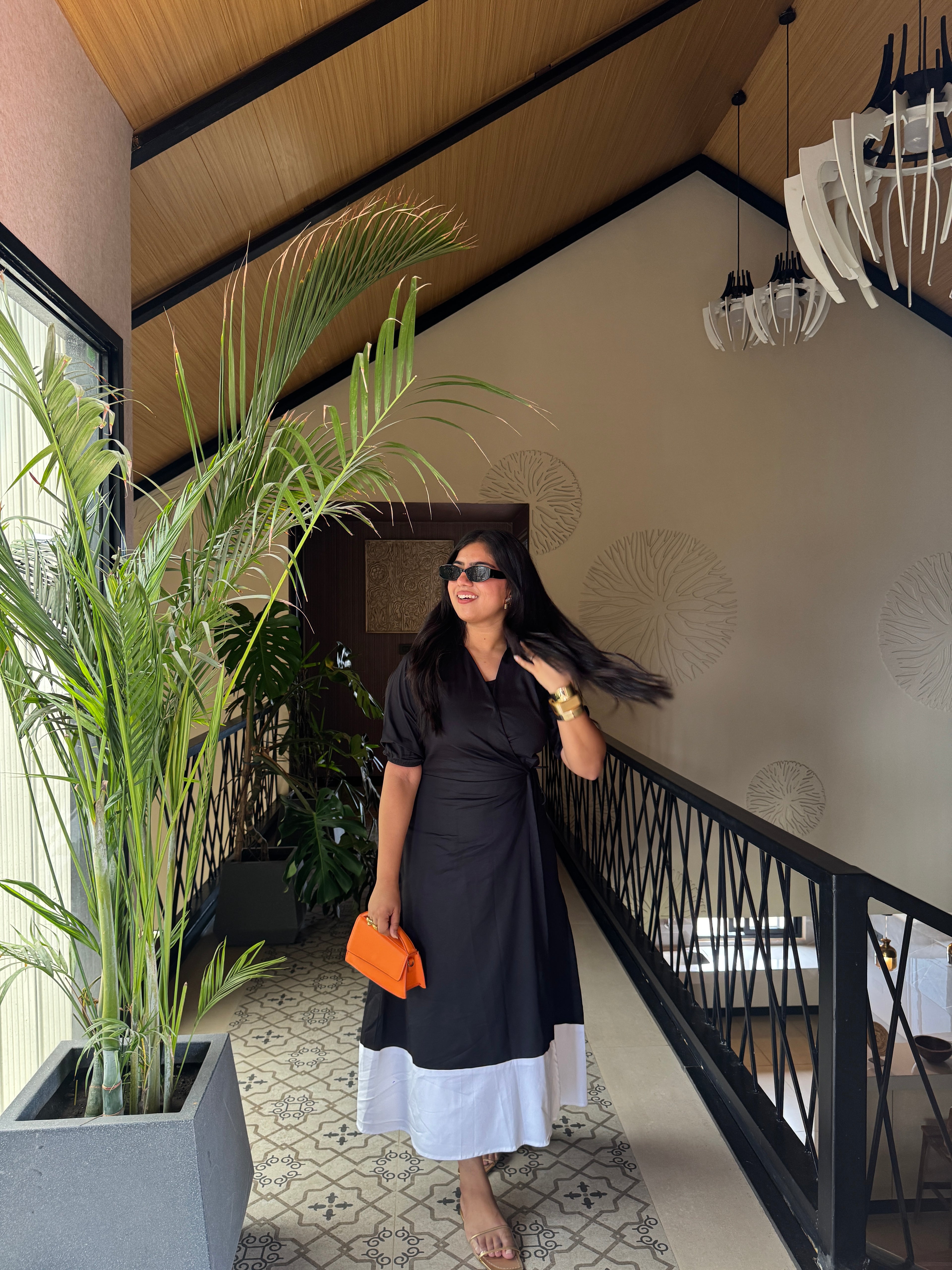 Aria Black Panel Maxi Dress