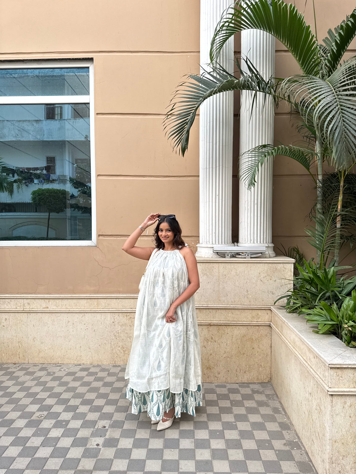 Mulmul Kota Block Print Blooming Maxi Dress