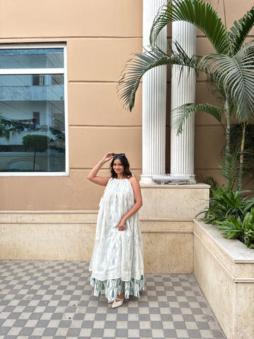 Mulmul Kota Block Print Blooming Maxi Dress