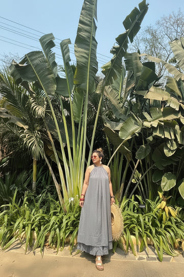 Mulmul Grey Blooming Maxi Dress