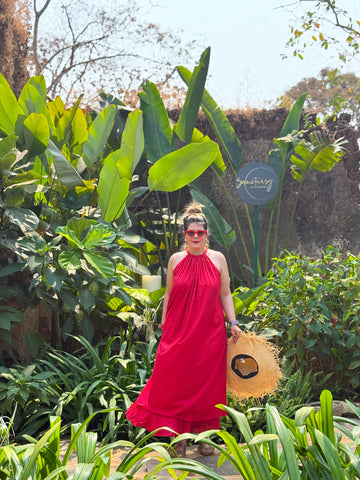 Mulmul Blooming Red  Maxi Dress