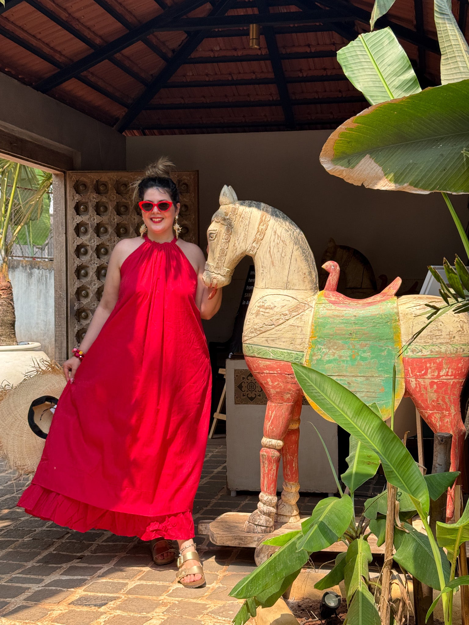 Mulmul Blooming Red  Maxi Dress