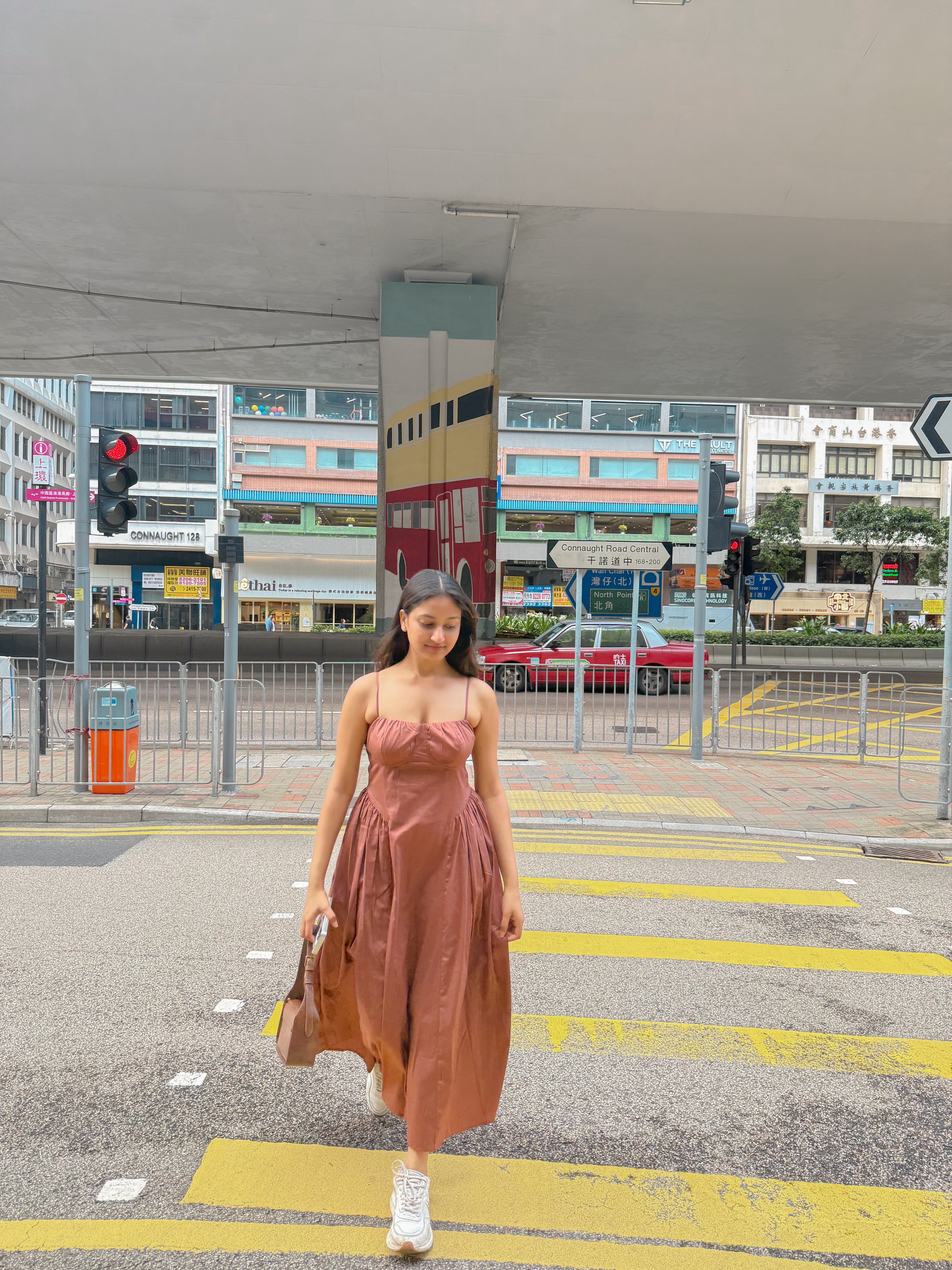 Ameera Brown Gathered Dress