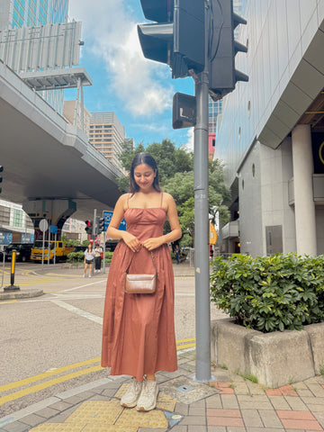 Ameera Brown Gathered Dress