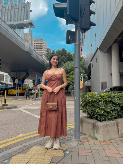 Coffee Brown Gathered Dress
