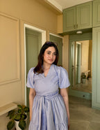 Stripe Wrap Maxi Dress