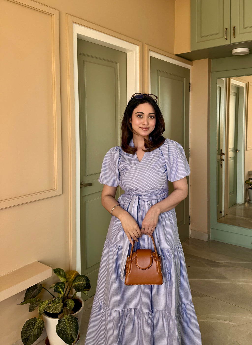 Stripe Wrap Maxi Dress