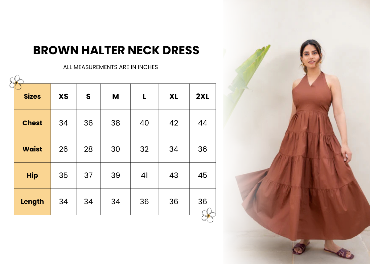 Brown Halter Neck Maxi Dress