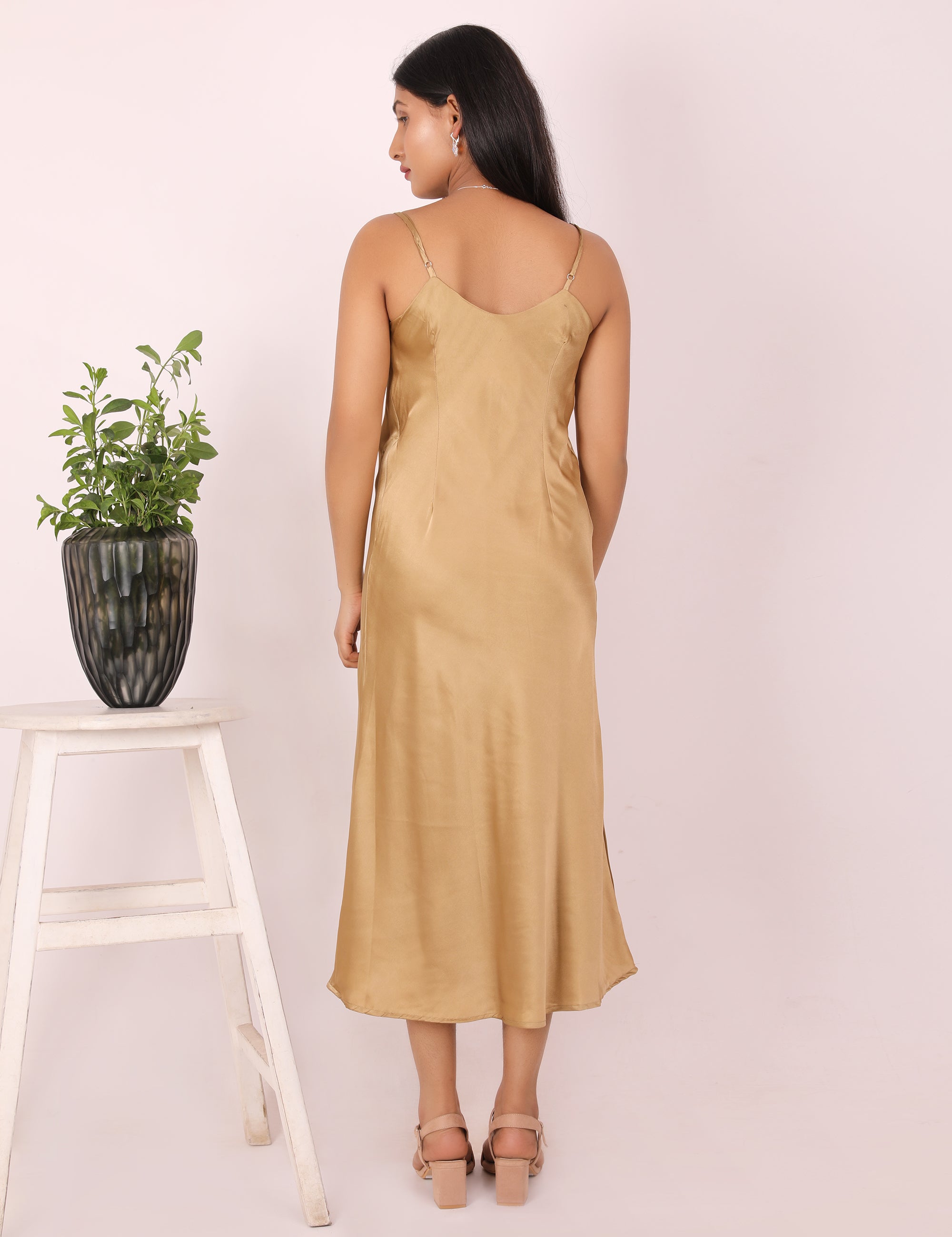 Golden Cowl Neck Dress