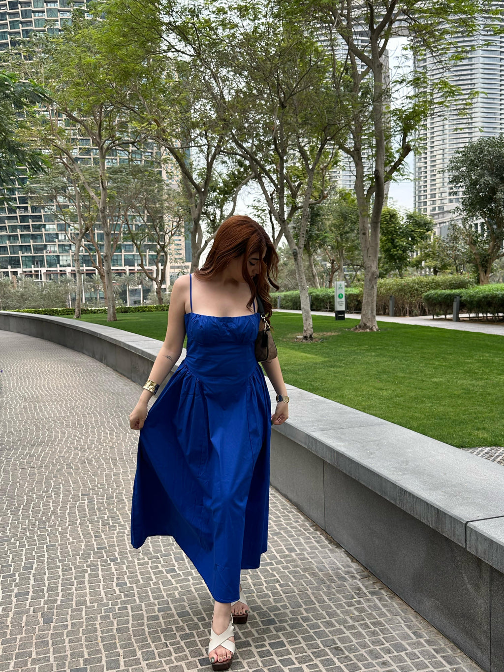 Ameera Blue Gathered Dress