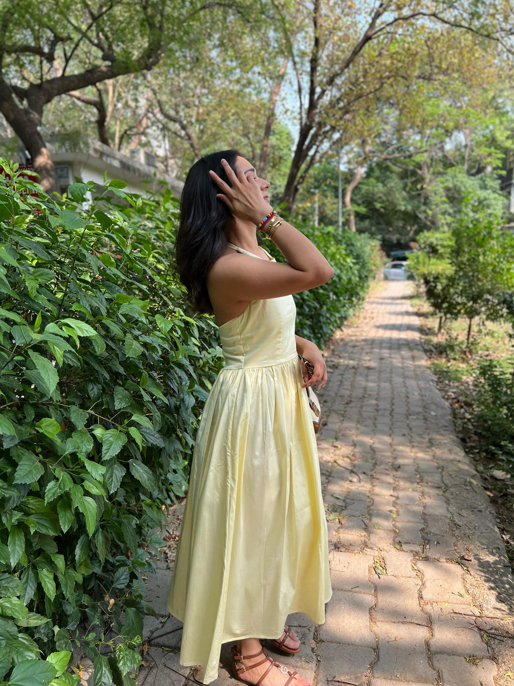 Yellow Halter Neck Maxi Dress