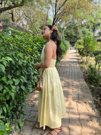 Yellow Halter Neck Maxi Dress