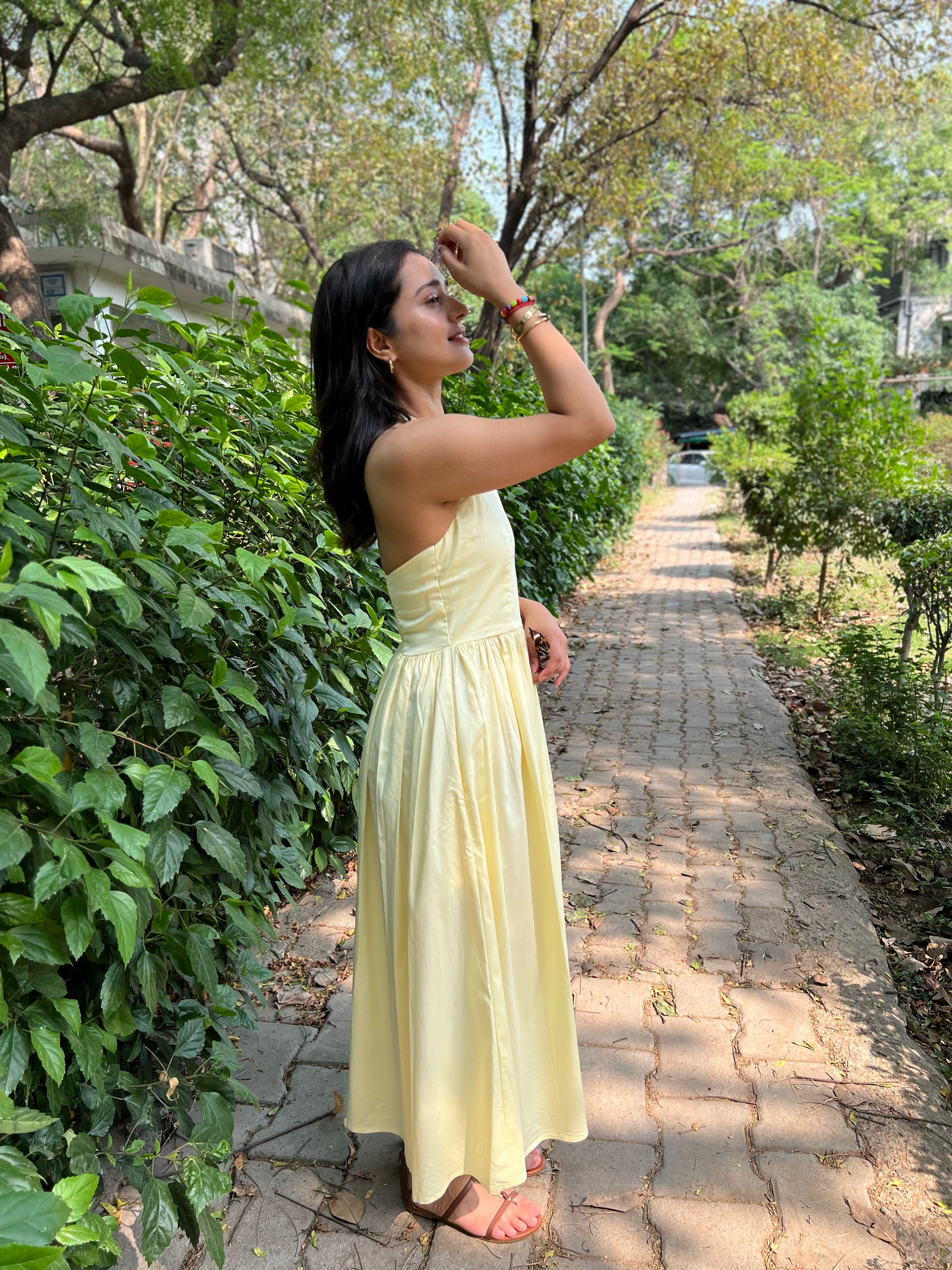 Yellow Halter Neck Maxi Dress