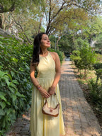 Yellow Halter Neck Maxi Dress