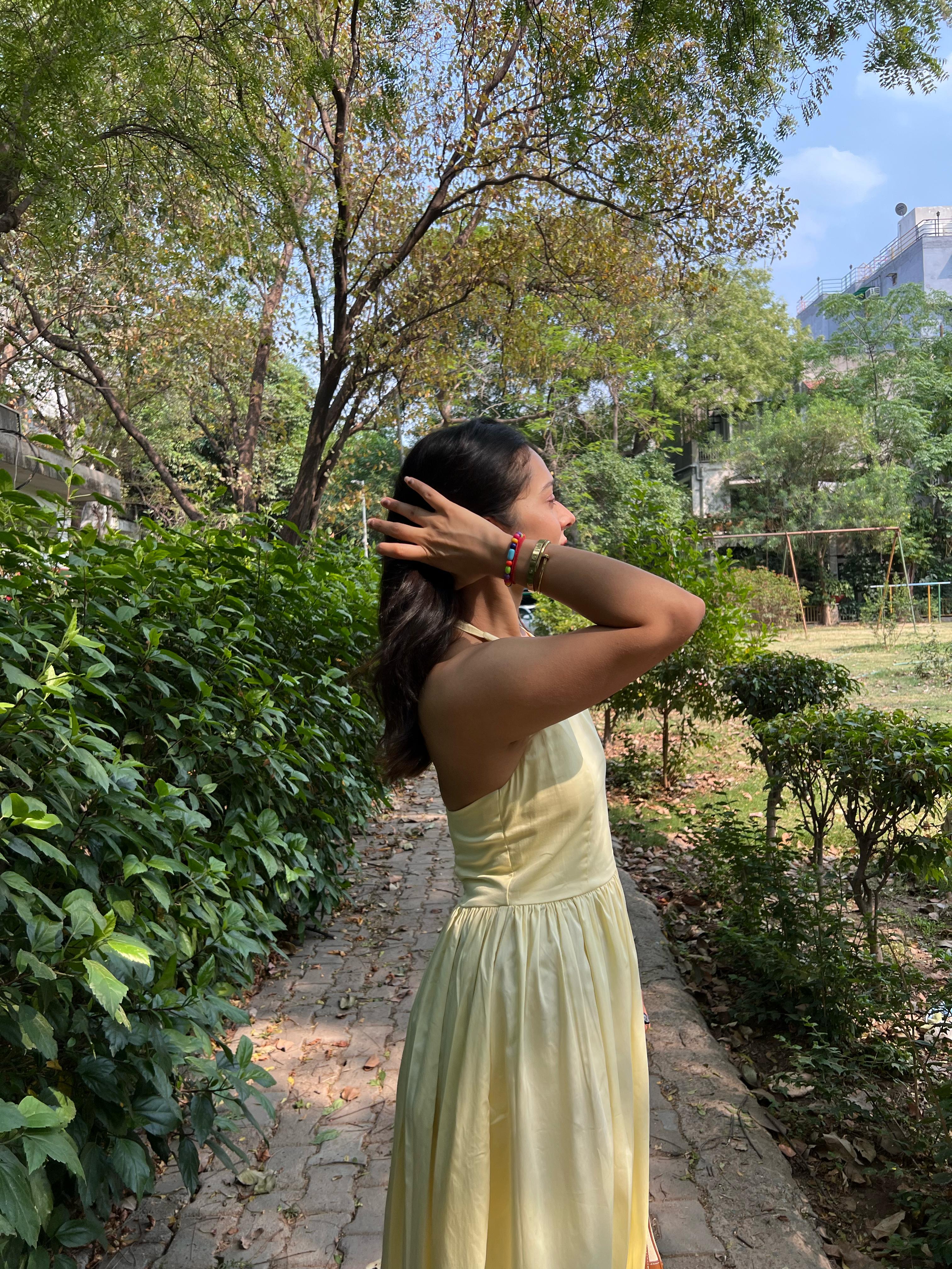 Yellow Halter Neck Maxi Dress