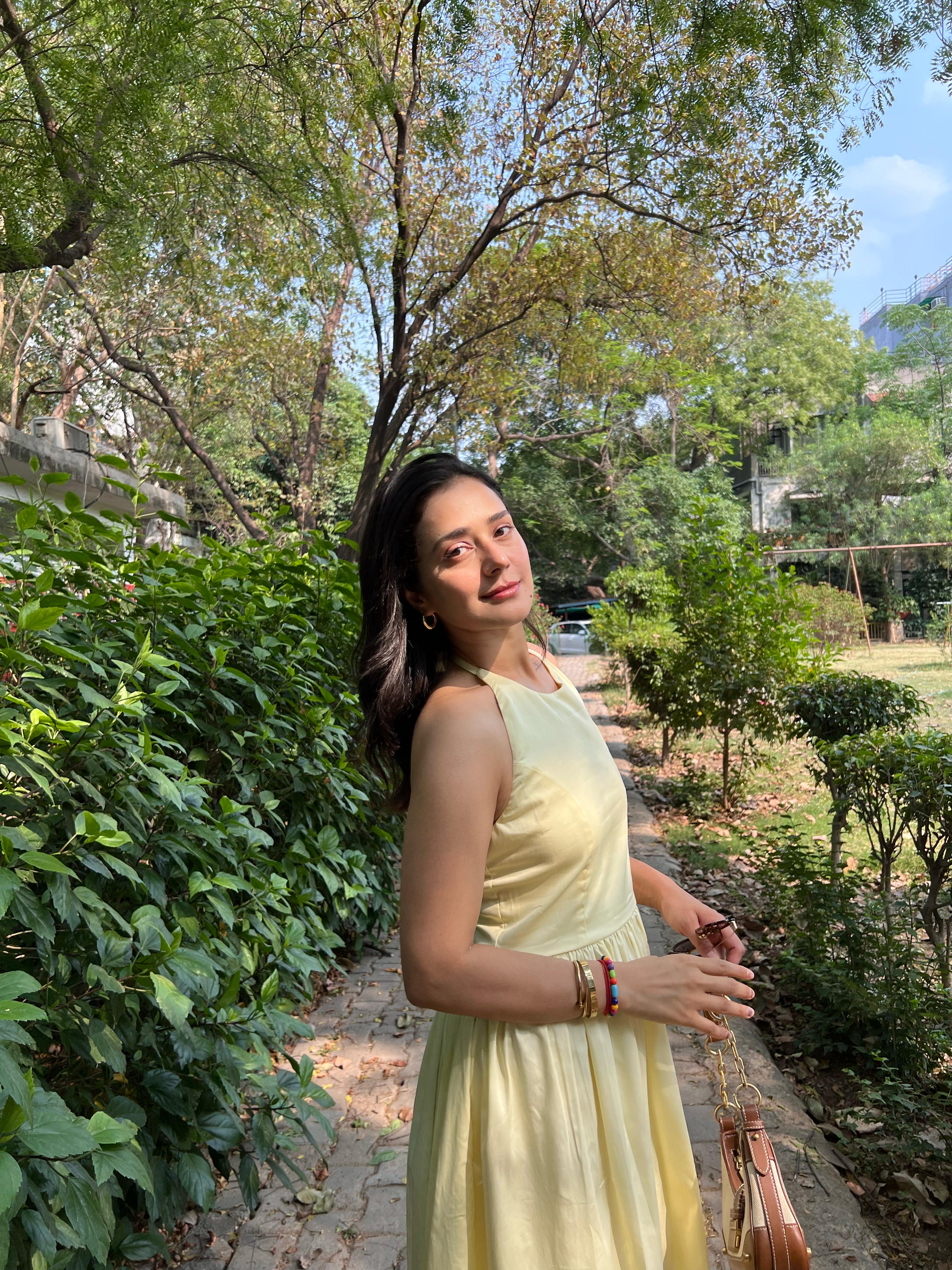 Yellow Halter Neck Maxi Dress