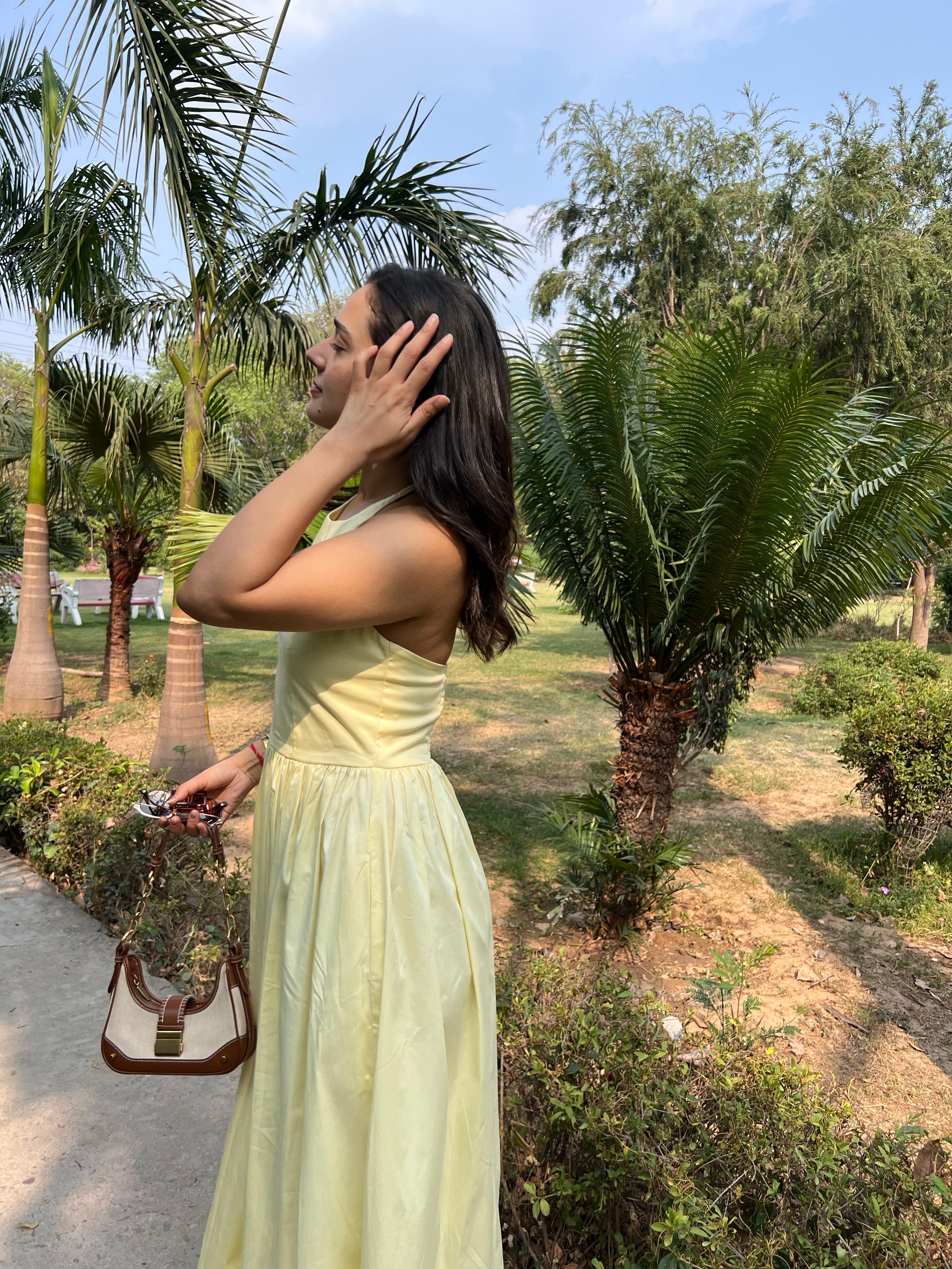Yellow Halter Neck Maxi Dress