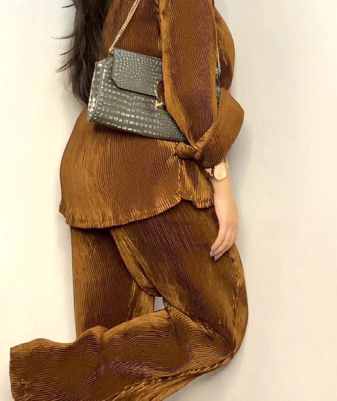 Pleated Brown Co-ord set- Labelbyanuja