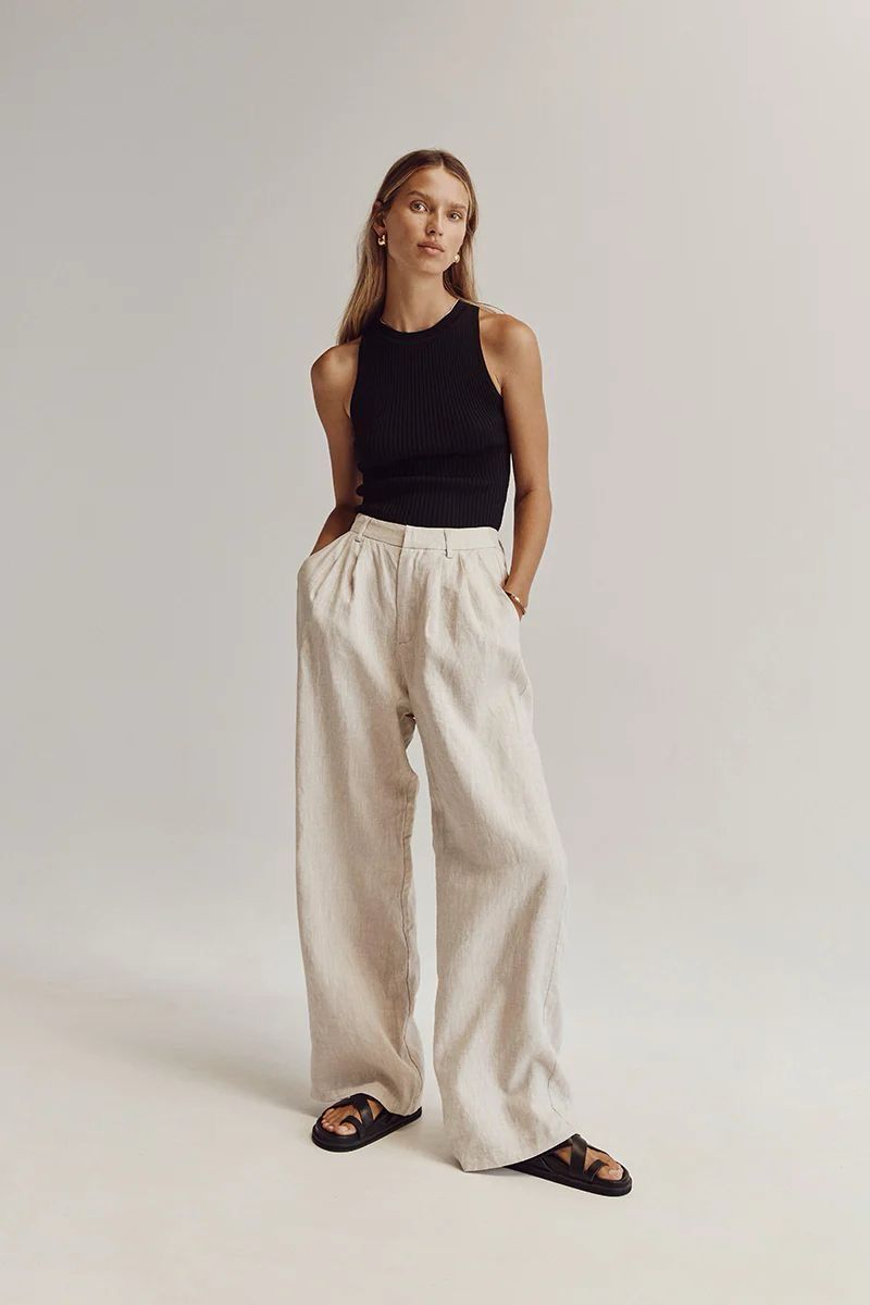 Cropped Wide Leg Pants, Skirt Pants Linen - Linenbee