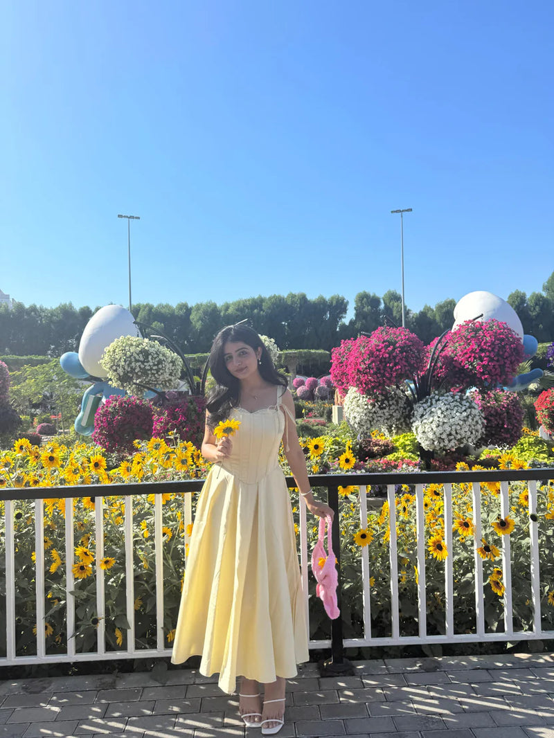 Butter yellow corset dress