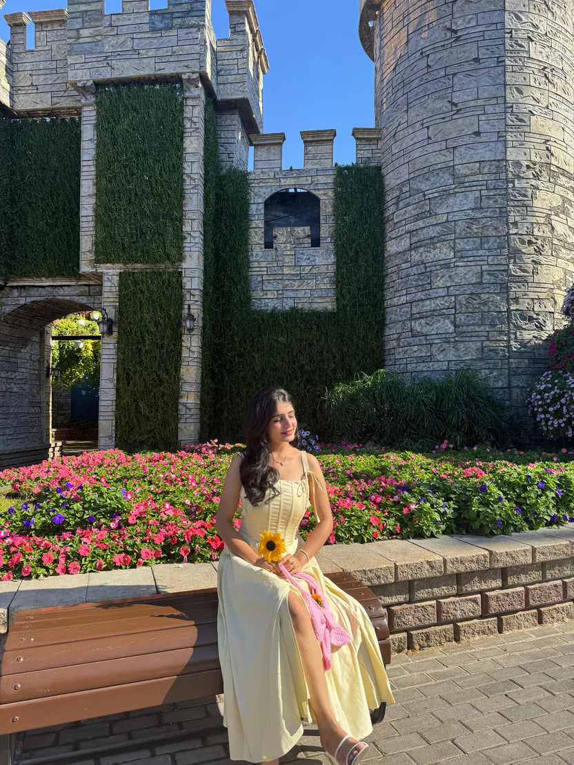 Butter yellow corset dress