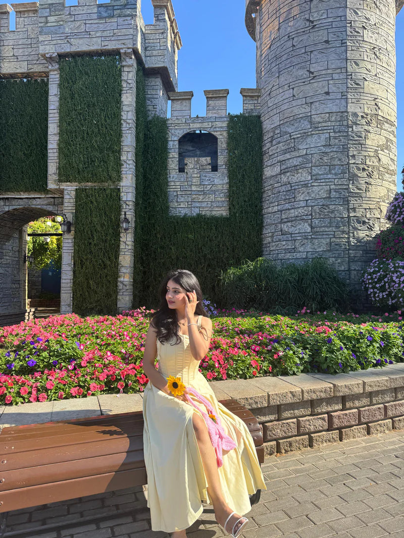 Butter yellow corset dress