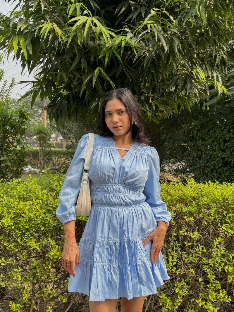 Sky blue mini dress