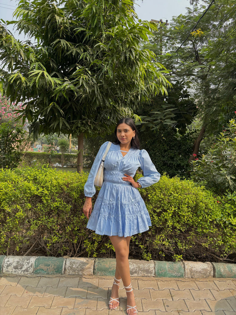 Sky blue mini dress
