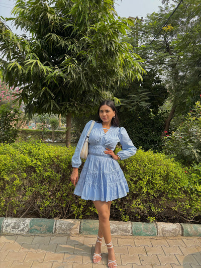Sky blue mini dress
