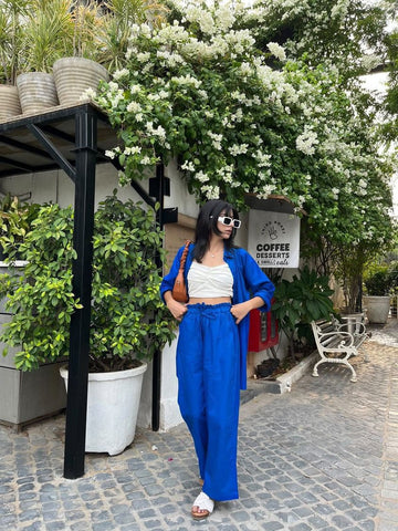 Hot Blue Cotton Pants