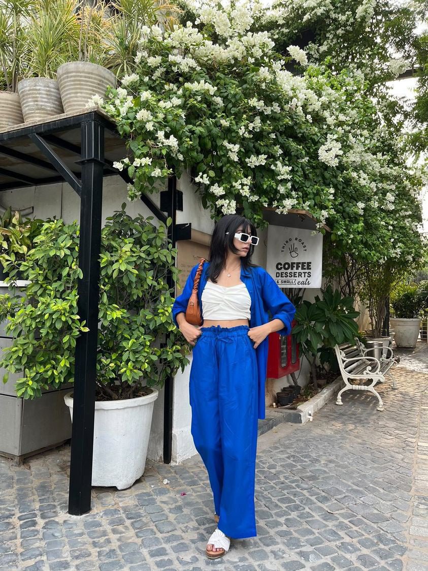 Hot Blue Cotton Pants