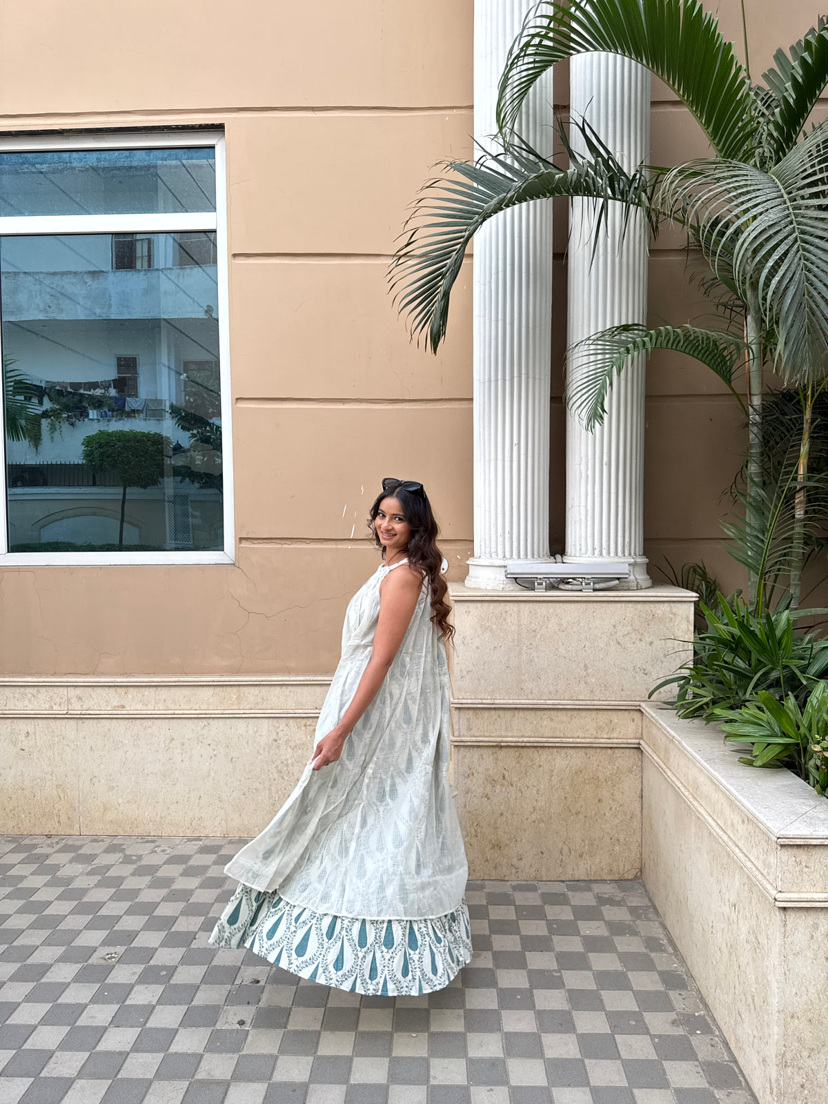 Mulmul Kota Block Print Blooming Maxi Dress