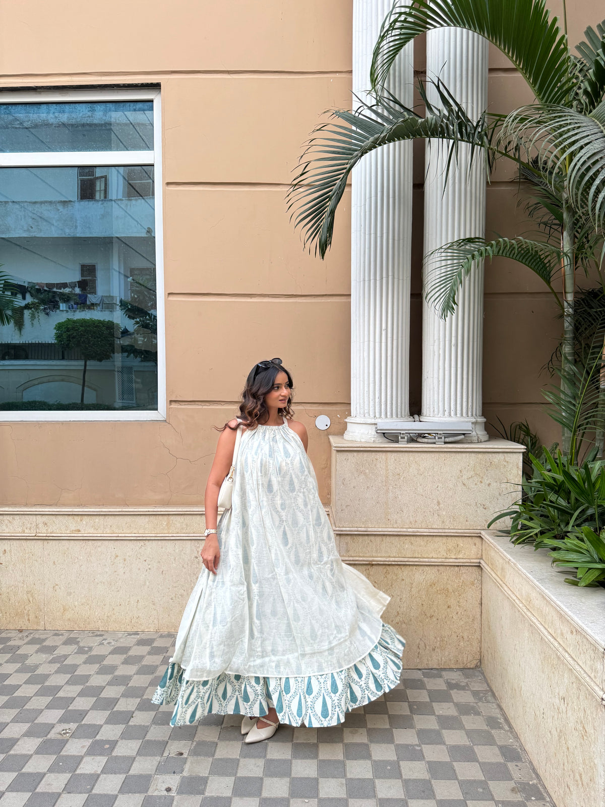 Mulmul Kota Block Print Blooming Maxi Dress