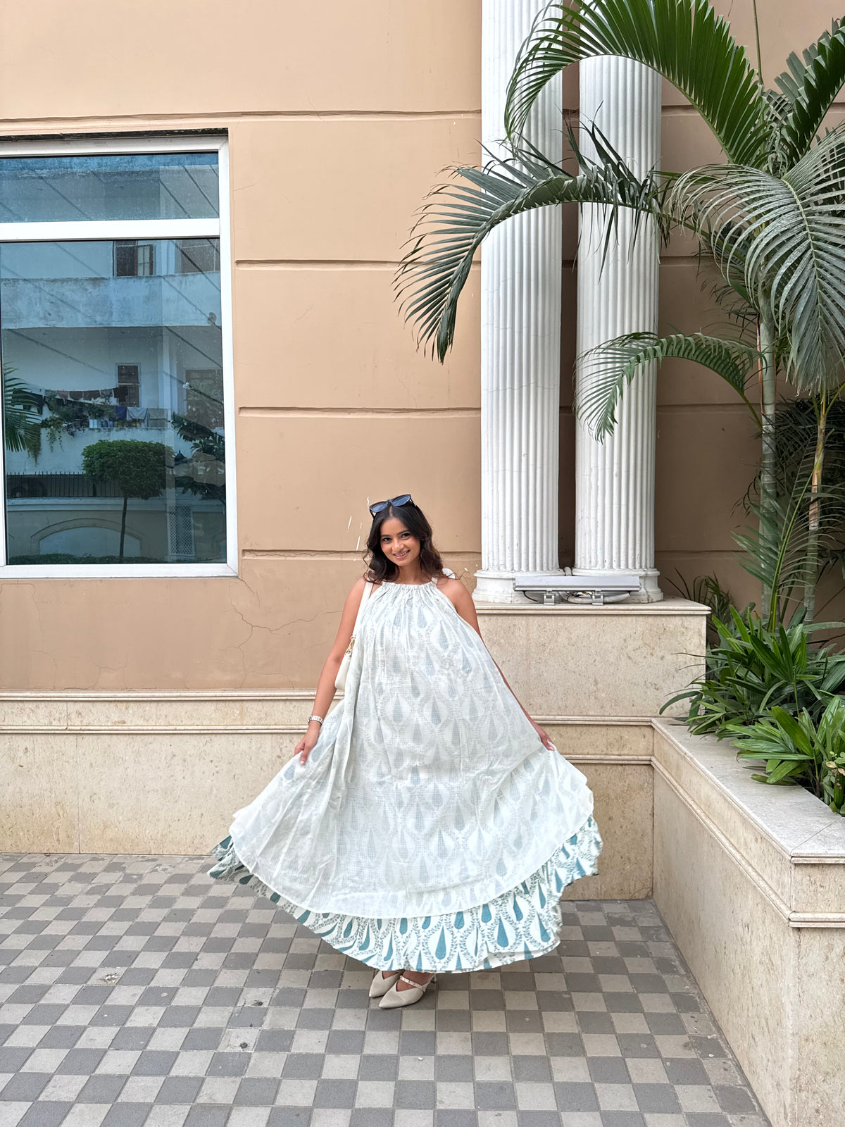 Mulmul Kota Block Print Blooming Maxi Dress