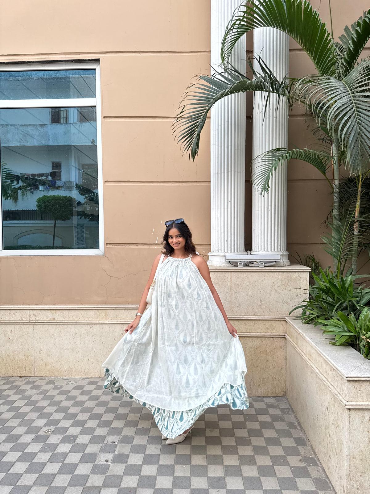 Mulmul Kota Block Print Blooming Maxi Dress