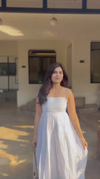 Avanya White Gathered Maxi Dress