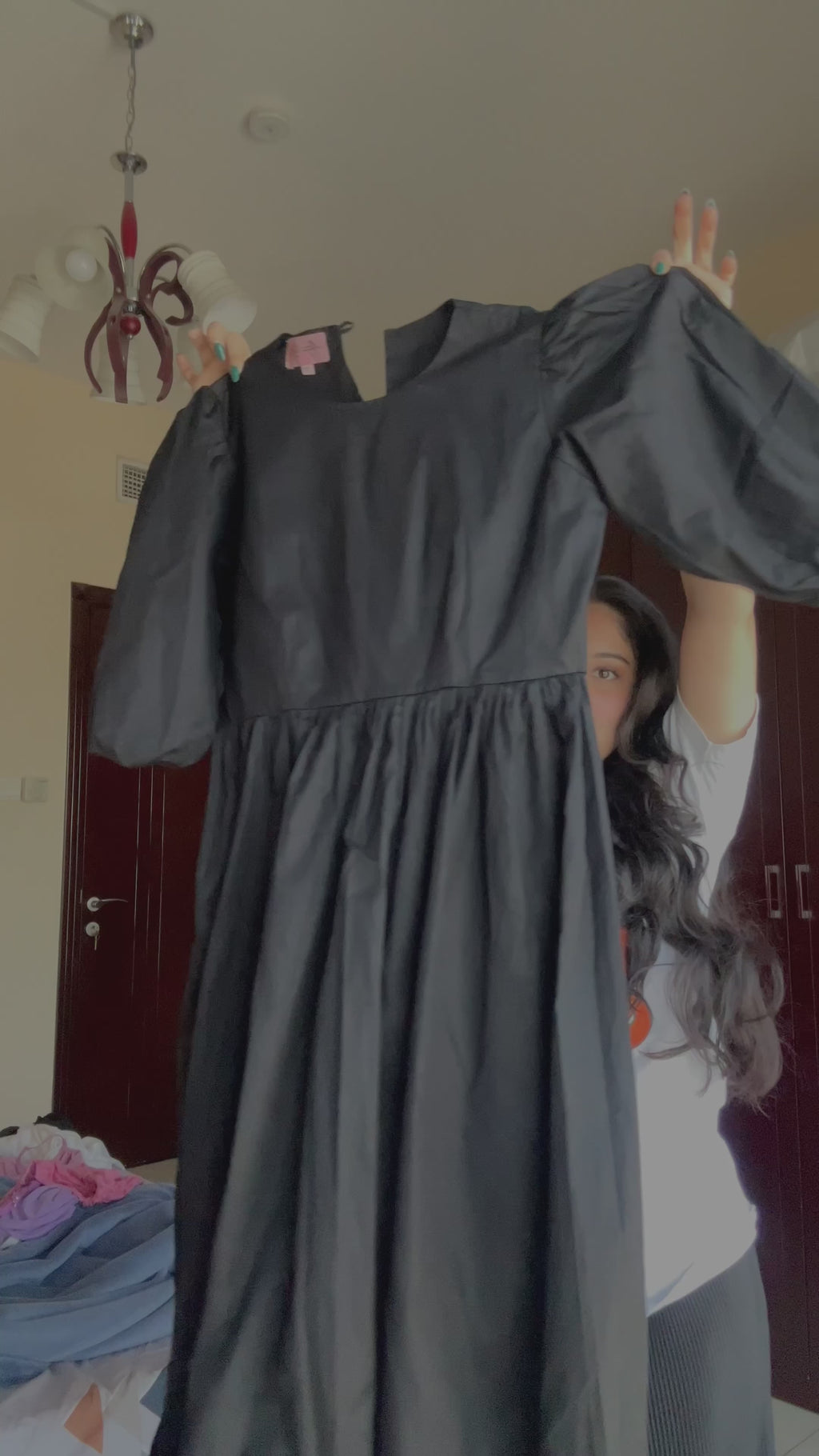 Black Puff Maxi Dress